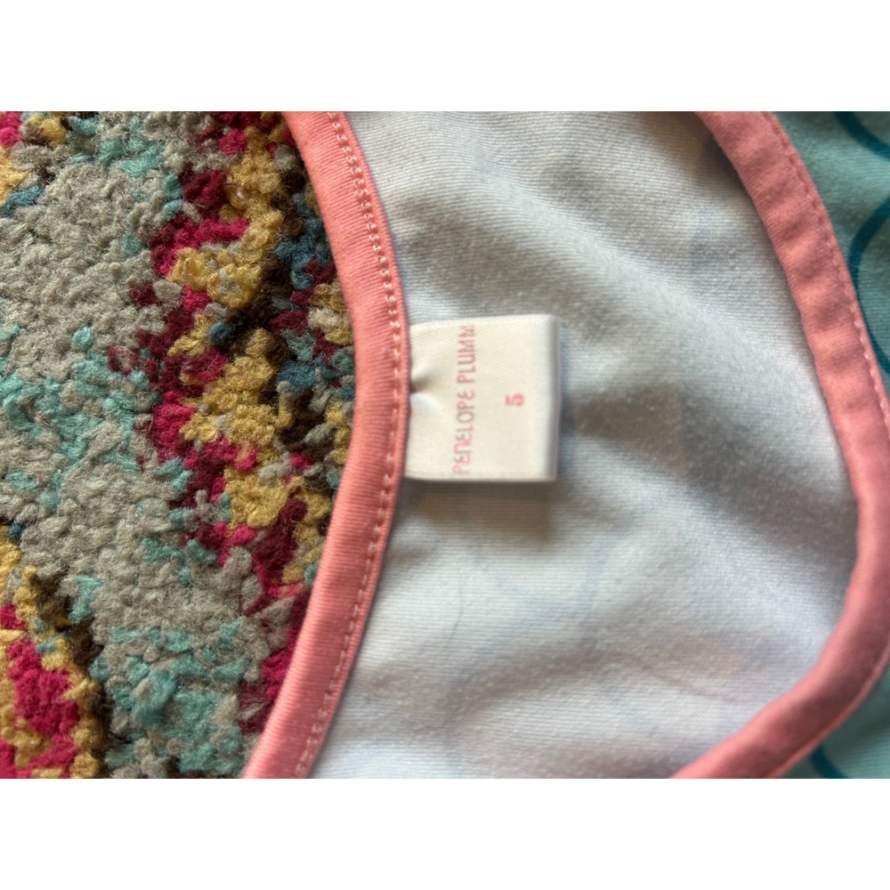 Penelope Plumm Dress Blue Pink Floral Mermaid Scale Ruffle Hem Summer Girl 5 - Picture 10 of 10